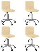 Cadeiras de jantar giratórias 4 pcs veludo cor creme