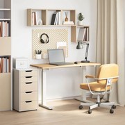 vidaXL Mesa Branco e Natural 120 x 60 cm Madeira de Carvalho Sólido