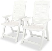 vidaXL Cadeiras de jardim reclináveis 2 pcs plástico branco