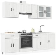 vidaXL 8 peças armário de cozinha conjunto Lucca branco brilhante