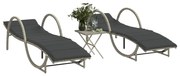 vidaXL Espreguiçadeiras com mesa 2 pcs vime PE cinzento-claro