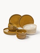Conjunto de loiça artesanal com vidrado reativo Ethel, 4 pessoas, conjunto de 12