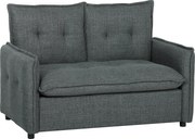 HOMCOM Sofá de 2 Lugares Estofado em Linho Sofá Moderno com Acolchoamento Grosso Design Capitoné 131x75x85 cm Cinza Escuro | Aosom Portugal