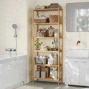 Estante de bambu com 6 prateleiras ajustáveis 26 x 60 x 160,9 cm Bege natural