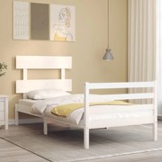 vidaXL Estrutura de cama com cabeceira 90x200 cm madeira maciça