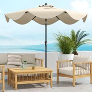 Guarda-sol de jardim de 280 cm com manivela manual para inclinar os bordos encaracolados de 2 camadas de jardim Bege