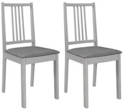 vidaXL Cadeiras de jantar com almofadões 2 pcs madeira maciça cinzento