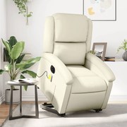 vidaXL Poltrona reclinável elevatória elétrica couro artificial creme
