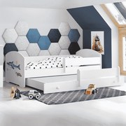 Cama infantil  dupla Luk 160x80 tubarão branca - colchão e estrado incluído