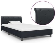 Estrutura de cama 90x200 cm couro artificial preto