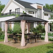 Outsunny Pérgola de Jardim 3,6x3m Pérgola de Exterior com Teto Duplo d