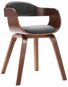 vidaXL Cadeira de jantar madeira curvada e tecido cinzento-escuro