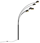 Arco preto com interior dourado 5 luzes - Sixties Marmo