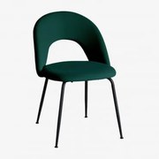 Cadeira De Jantar Estofada Glorys Negro & Velluto Verde Selva & Velluto - Sklum