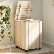 vidaXL Cesto de roupa com rodas RANA 45x45x64 cm pinho maciço