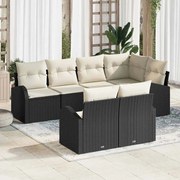 vidaXL Conjunto de Sofá de Jardim de 7 Peças com Almofadas Pretas em Rattan Sintético