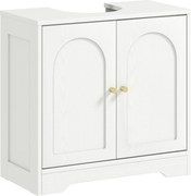 HOMCOM Móvel para Lavatório Pousar com 2 Portas em Arco Puxadores Dourados para Lavatório com ou sem Pedestal 60x30x65 cm Branco | Aosom Portugal