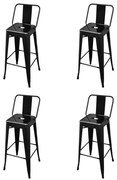 vidaXL Bancos de bar 4 pcs aço preto