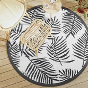 vidaXL Tapete de exterior Ø160 cm ARAKIL PP branco e preto