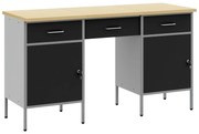 vidaXL Armário de Trabalho com gaveta 3 pcs Preto 150 x 55 x 85 cm