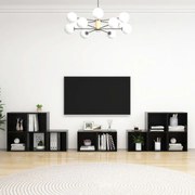 8 pcs conjunto de móveis de TV contraplacado preto brilhante