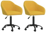 Cadeiras de jantar giratórias 2 pcs veludo amarelo