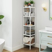 Armário de casa de banho com 5 níveis multifuncional 33 x 33 x 146 cm Branco 