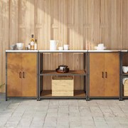 vidaXL Conjunto de Armazenamento de Cozinha 3 pcs Ferro Enferrujado