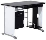 HOMCOM Mesa para Computador com Gaveta Armário e Suporte para CPU Secretária para Escritório 100x52x75cm  Preto e Branco