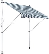 Outsunny Toldo Manual Retrátil 200x150 cm com Manivela de Alumínio Ângulo Ajustável Proteção Solar para Varanda Verde e Branco