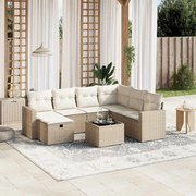 vidaXL 8 pcs conjunto de sofás p/ jardim com almofadões vime PE bege