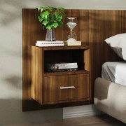vidaXL Mesa de cabeceira montagem na parede carvalho castanho