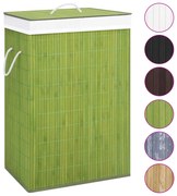 vidaXL Cesto para roupa suja c/ 2 secções 72 L bambu verde