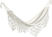 Outsunny Rede Exterior Boémia, Rede de Jardim Suspensa com Franjas e Saco de Transporte extra-larga 288 x 150 cm, Bege | Aosom Portugal