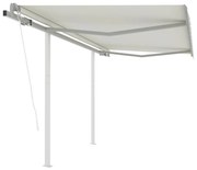 vidaXL Toldo retrátil automático com postes 3x2,5 m cor creme