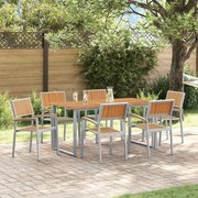 vidaXL Conjunto de Jantar de Jardim 7 Peças Cinza com Estrutura de Aço e Madeira Acácia