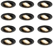 Conjunto de 12 Focos Embutidos Pretos GU10 35mm - Edu Moderno