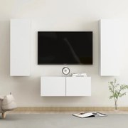 3 pcs conjunto de móveis de TV derivados de madeira branco