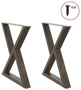 vidaXL Pés para mesa de jantar 2 peças aço natural 70x(72-73,3) cm aço