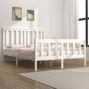 Estrutura de cama dupla pequena 120x190 cm pinho maciço branco