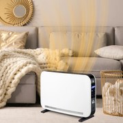 Aquecedor Elétrico 1830-2180W com 3 Modos Ecrã Táctil LED Termóstato Regulável Temporizador para 12-18 ㎡ Branco