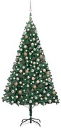 vidaXL Árvore Natal artificial pré-iluminada c/ bolas 240 cm verde