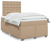 Cama boxspring c/ colchão 120x190cm couro artificial cappuccino