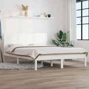 Estrutura de cama 140x190 cm madeira de pinho maciça branco