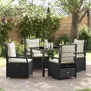 vidaXL Conjunto de Jantar de Jardim 5 Peças Preto em Polirattan