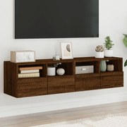vidaXL Móveis parede TV 2pcs 60x30x30 deriv. madeira carvalho castanho