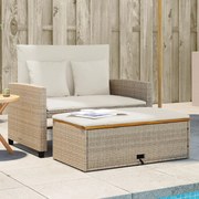vidaXL Sofá jardim c/ almofadões 2 lugares vime PE/acácia maciça bege