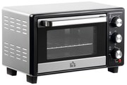 HOMCOM Mini Forno 16L 1400W com 3 Modos de Aquecimento Temperatura até 230°C Temporizador 60 Minutos 44x32x28,1 cm Prata | Aosom Portugal