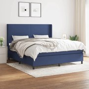 vidaXL Cama com molas/colchão 180x200 cm tecido azul