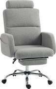 HOMCOM Cadeira de Escritório com Apoio para Pés Estofada em Borreguito e Encosto Reclinável  67x74x107-115 cm Cinzento Claro | Aosom Portugal